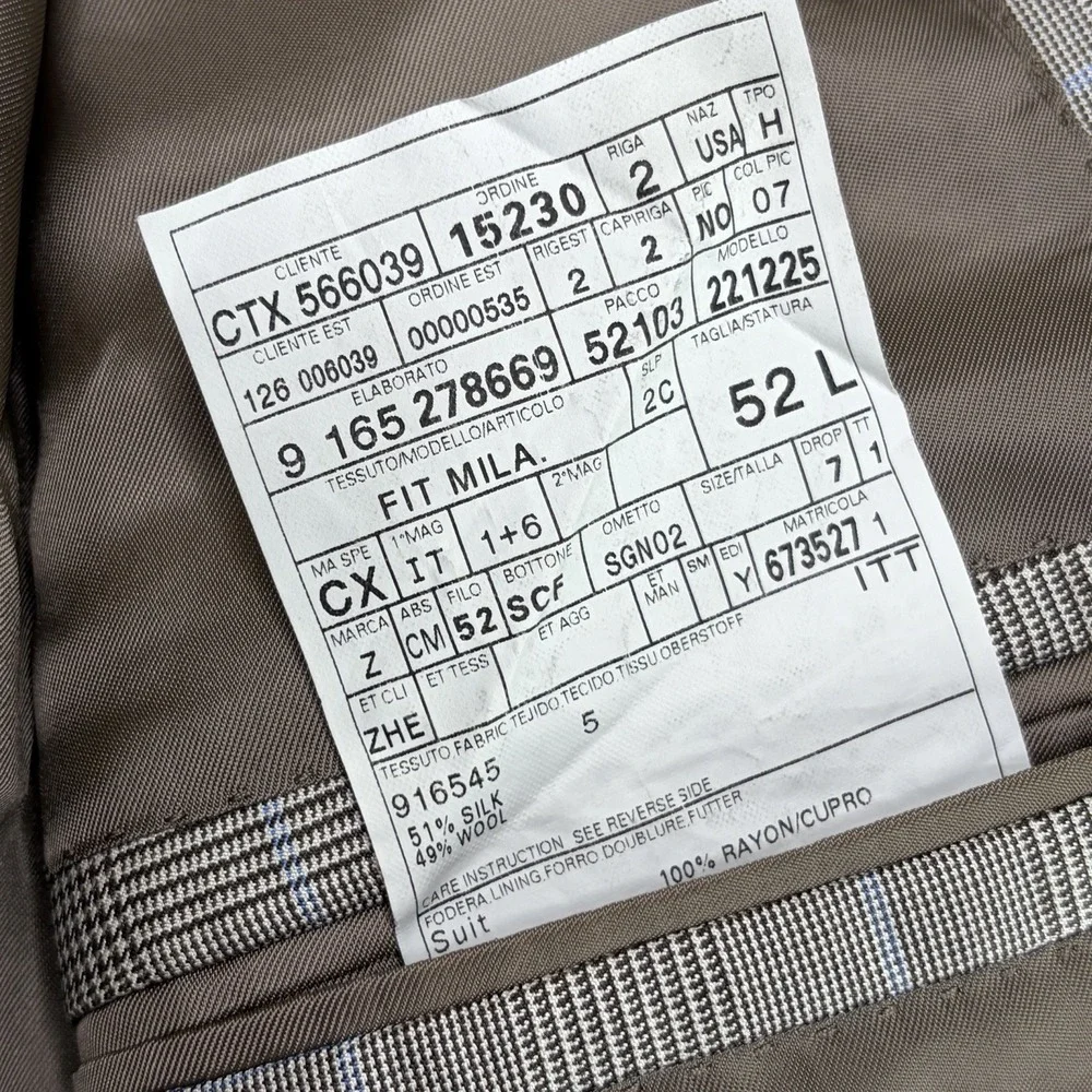 Ermenegildo Zegna 15 MILMIL 15 SILK  Wool Windowpane Plaid Blazer Mens 42L